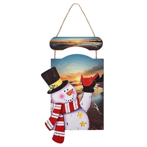 Peinture en bois bonhomme de neige pour une ambiance de Noël en bord de mer