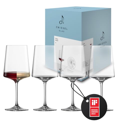 Zwiesel Glas Allround Weinglas Echo (4-er Set), moderne Weingläser mit besonderer Bodenplatte, spülmaschinenfeste Tritan-Kristallgläser, Made in Germany (Art.-Nr. 123381)