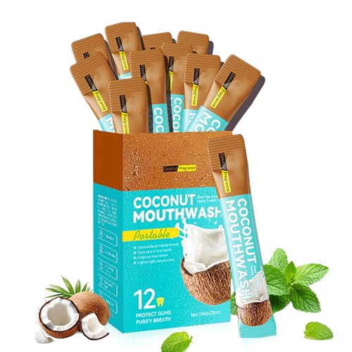 Liillya Kokosöl Mundspülung Reduziert Zahnbelag Frischer Atem Mundwasser gegen Mundgeruch chützt gegen Karies & Zahnfleischprobleme Sanfte Mundpflege ohne Alkohol & ohne Fluorid Kokos-Minze 20 Pack