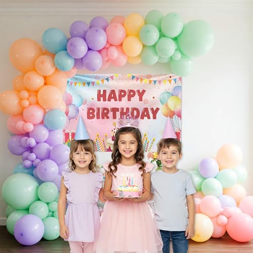 Image of Special You Rainbow Theme Birthday Decoration Kit for Baby Girls with Pastel Balloons for Decoration & Pastel Backdrop for Birthday Decor Items- 66 Pcs