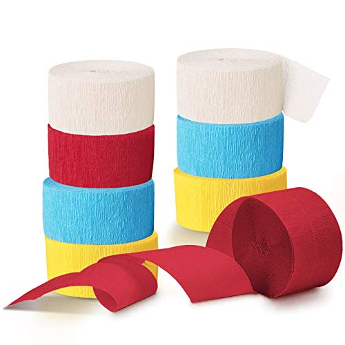 Nicrolandee Carnival Circus Party Decorations - 8 Rolls Red Blue Yellow Crepe Paper Streamers Tassels Streamer Paper For Circus Birthday Party, Baby Shower, Class Party, Family Gathering Supplies #TOP26
