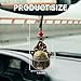 Lucky Cat Rearview Mirror Pendant with Five Emperors Feng Shui Coins, Brass Maneki Neko Charm for Good Luck and Wealth, Tassel Hanging Decoration, Car Interior Accessories