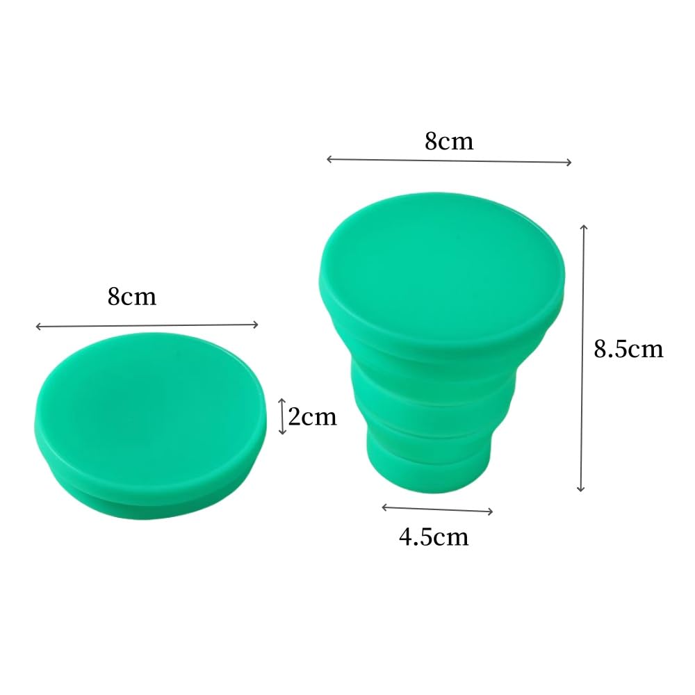 Acrylic 4 Bicchiere Pieghevole Silicone,Bicchiere portatile,Tazza da Viaggio Pieghevole con Coperchio in Plastica, Tazza in Silicone Portatile Riutilizzabile 170ML