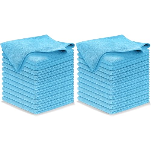 USANOOKS Microfiber Cleaning Cloth - Turq - 24Pcs (12.5x12.5 inch) High Performance - 1200 Washes, Ultra Absorbent Car Towel Traps Grime & Liquid for Streak-Free Mirror Shine - car Washing Cloth