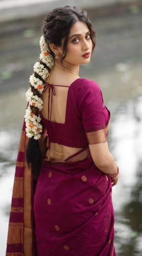 Image of C J Enterprise Women's Pure Kanjivaram Soft Silk Saree Banarasi Style Ladies Sadi With Blouse Piece for Wedding (Eagle-3-51)