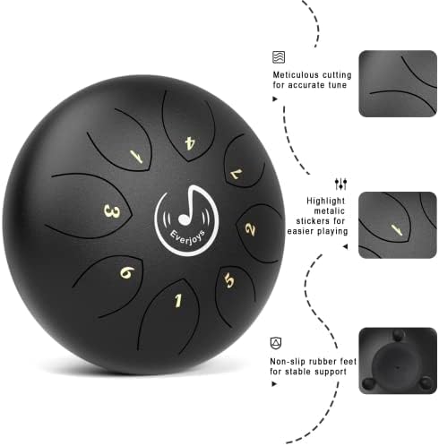 Steel Tongue Drum 6 inch 8 Notes C-Key Handpan Drum Percussion Instrument Ethereal Drum w/Bag,Music Book and Mallets for Music Education,Yoga Meditation,Mind Healing