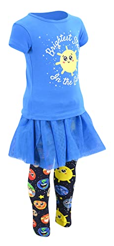 Image of Unique Baby Girls 2 Piece Clothing Set for Toddlers and Kids Short Sleeve Holiday Graphic Tee and Leggings