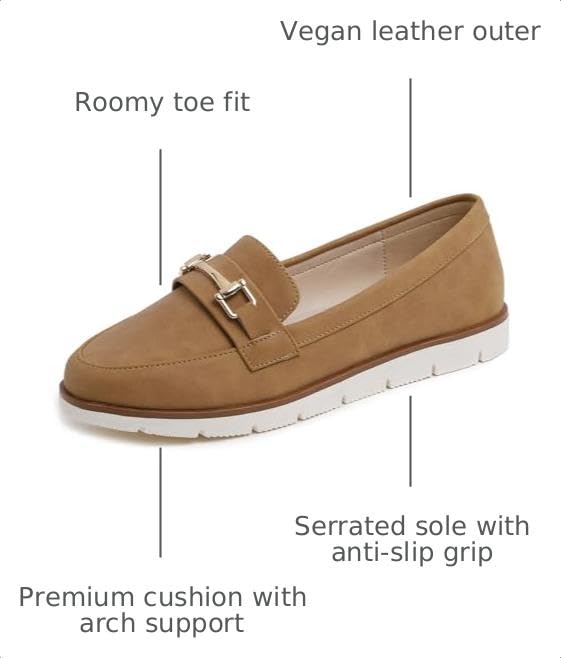 Image of FEVERSOLE Women's Comfort Penny Loafer Geniune Leather Insole Flexible Walking Driving Shoes