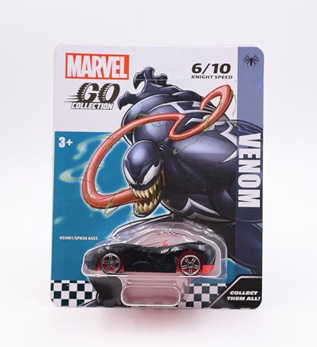 Image of Marvel Go Collection | Knight Speed | Venom | 1:64 Diecast Toy Car | Ages 3 and Up | Collect Them All, Black