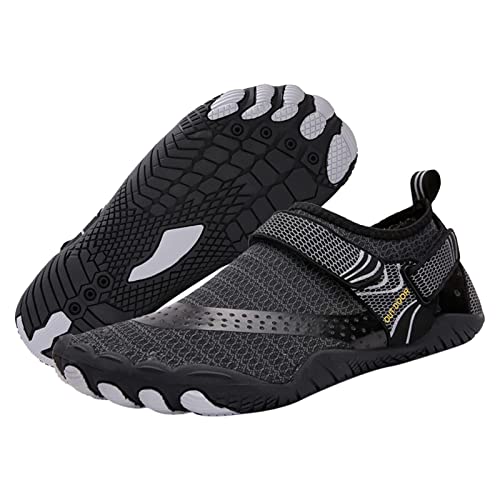 deenor Adjustable Water Shoes for Men Quick Dry Wide Toe Aqua Shoes for Swim Beach Surf
