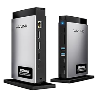 WAVLINK Laptop Docking Station Triplo display (Single 8K@30Hz/4K@144Hz), USB C Dock 125W PD3.1 Pass-Through, 2*DP, HDMI, Ethernet, SD/TF, per Windows