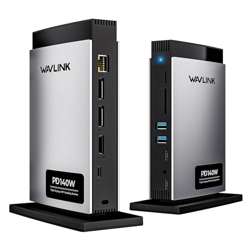 WAVLINK Laptop Docking Station Triplo display (Single 8K@30Hz/4K@144Hz), USB C Dock 125W PD3.1...