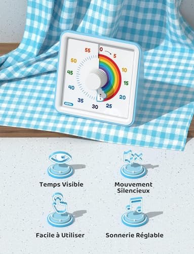 LIORQUE Minuteur Visuel 60 Minutes, Compte a Rebours Silencieux sans Tictac – vue 6