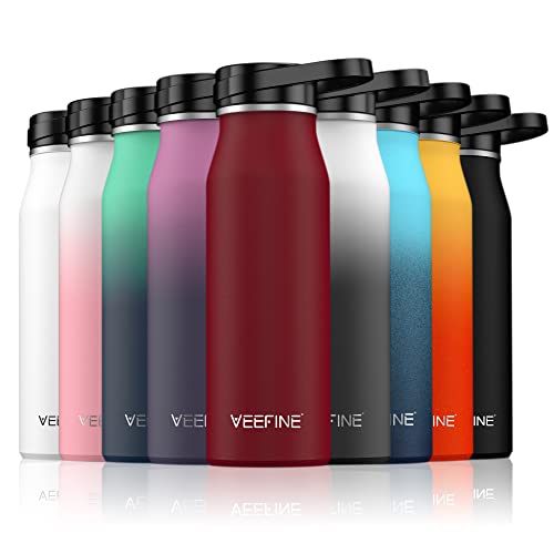 VEEFINE Insulated Water Bottle Dishwasher Safe Stainless Steel Water Bottles BPA-Free Metal Water Bottle 32oz Reusable Water Bottle for Hiking and Camping