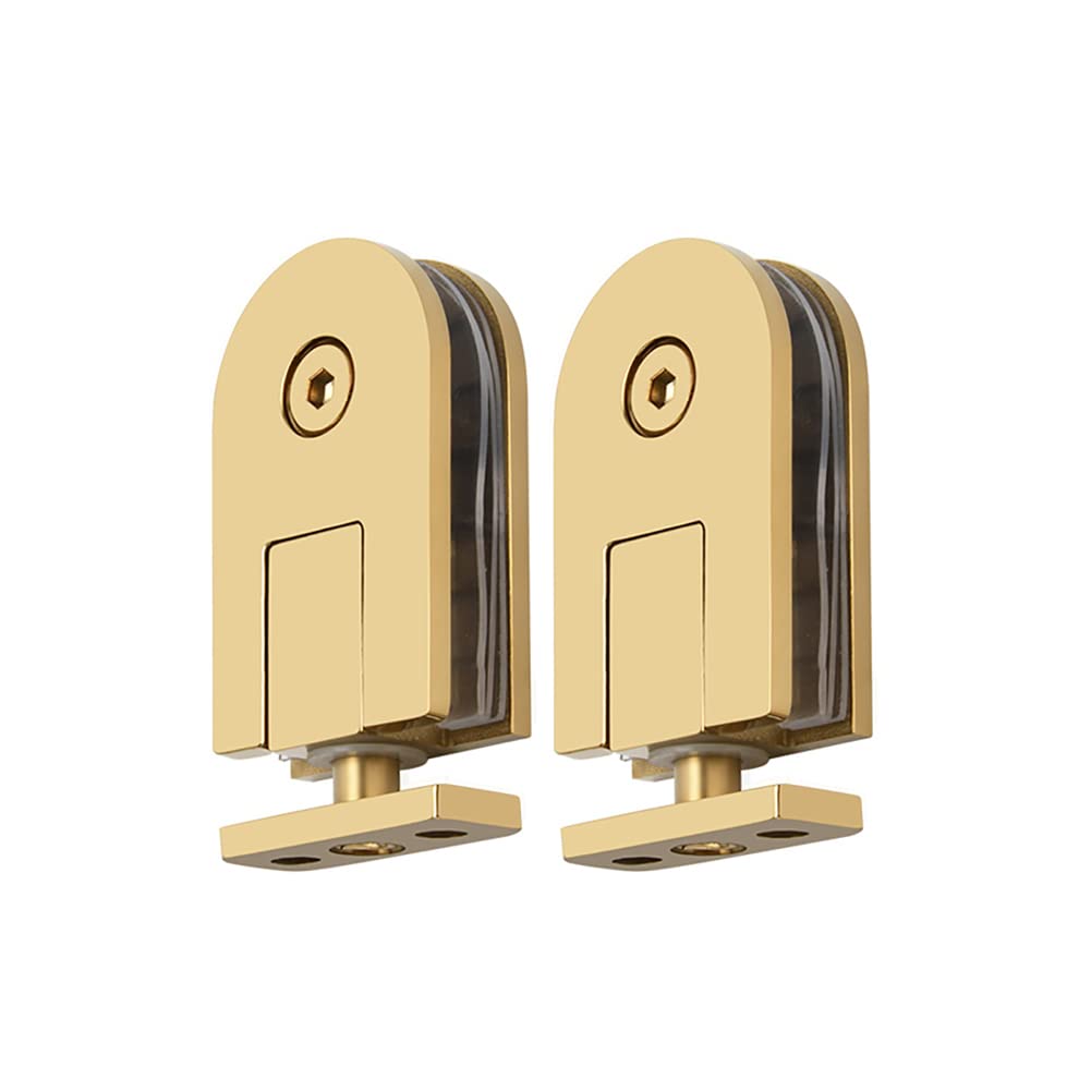 Glass Door Hinges,Frameless360 Degrees Pivot Hinge Bathroom Door Clamps 304 Stainless Steel Shower Accessories(Gold,Single clamp)