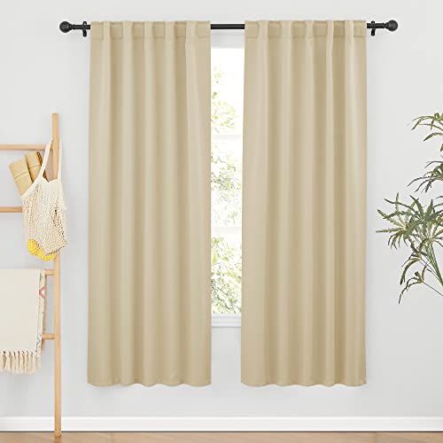 Image of RYB HOME Room Darkening Thermal Blackout Curtains, Window Curtains Draperies Back Tab for Girls' Bedroom /Living Room /Shift Worker, Wide 42 by Long 72, Biscotti Beige, 1 Pair