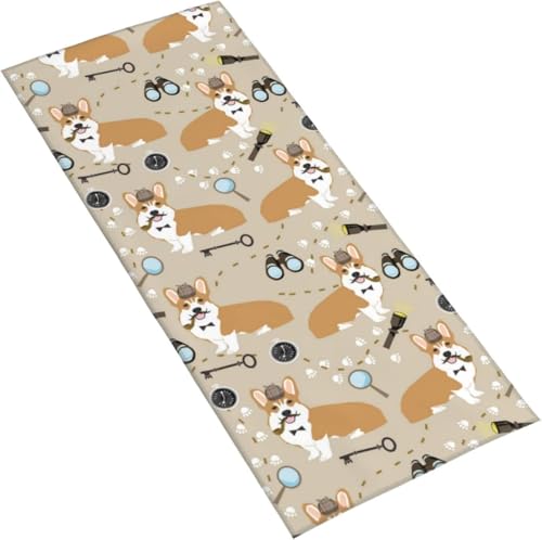 フェイスタオル コーギー 探偵 マイクロファイバー タオル 柔らか 肌に優しい 肌触りが良い ふわふわ 髪に優しい 通気 かわいい 抗菌防臭加工 瞬間吸水 速乾 耐久性 薄手 毛羽落ち少ない 業務用タオル