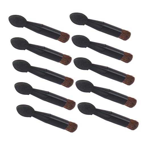 PATKAW 10 Piezas Barra De Sombra De Ojos De Doble Punta Women Brocha De Maquillaje Cepillo De Esponja Para Sombra De Ojos Ocultador Paleta Máscara Resaltador Black Cabello De Caballo