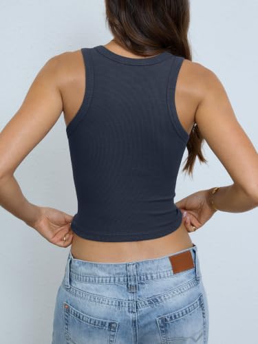 Image of EasyGala Womens Cotton Ribbed Crop Tank Tops Fitted Summer Sleeveless Shirt