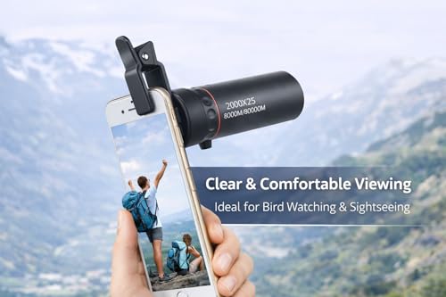 12X High Power Monocular Telescope – 2000x25 HD Waterproof Compact Pocket Scope for Adults & Kids | Mini Portable Monocular for Bird Watching, Hiking, Travel, Camping, Sports - Image 2
