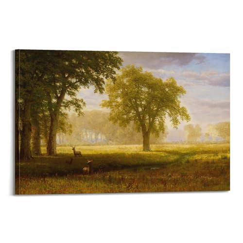 Elk in Oak Grove 1875 toile Albert Bierstadt pour sublimer la décoration de votre bureau