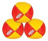 Duncan Toys Juggling Balls, Multicolor, Vinyl Shells, Circus Balls with 4 Panel Design, Plastic Beans, 3 Pack, Red & Yellow