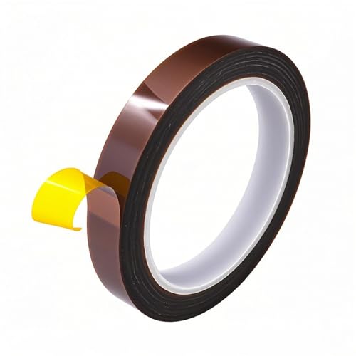 Misuyue 10mm Kapton Tape, 0.1mm Dicke Hitzebeständiges Klebeband bis zu 300℃, 33m/108ft Polyimid Isolierband für 3D-Drucker Löten, Sublimation, Elektronik Leiterplatten (Dunkelbraun)