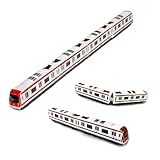 GREATRICH Ice Zug Spielzeug Kinder ab 3 Jahren, Magnetzug Straßenbahn Flixbus Lokomotive Spielzeug Modell, 4-teiliges 1/64 Hochgeschwindigkeitszug in Rot-Weiß, Züge Modelleisenbahn Starterset