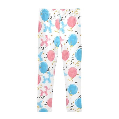 Blue Pink Balloon Girls Leggings,Workout Leggings for Girls Toddler Athletic Leggings Size for 3-10T2