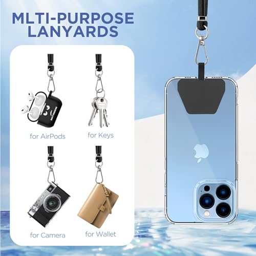 Cell Phone Lanyard 2 Pcs-1 Pcs 30"(Neck Strap×1)+8"(Wrist Strap×1) Black - Photo 18 sur 115