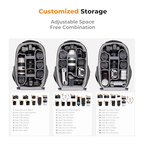 Image of K&F CONCEPT Camera Backpack,Hardshell Photography DSLR Camera Bag with 15-15.6 Inch Laptop Compartment Waterproof Hard Shell Camera Case Compatible with Canon /Nikon /Sony /DJI Mavic Drone