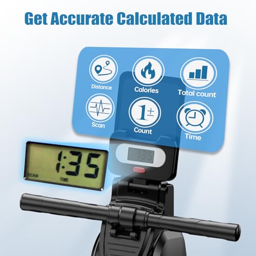 16 Levels Adjustable Magnetic Rowing Machine with Phone Holder for Home Gym Office, 350LB Capacity with LCD Monitor - Image 6