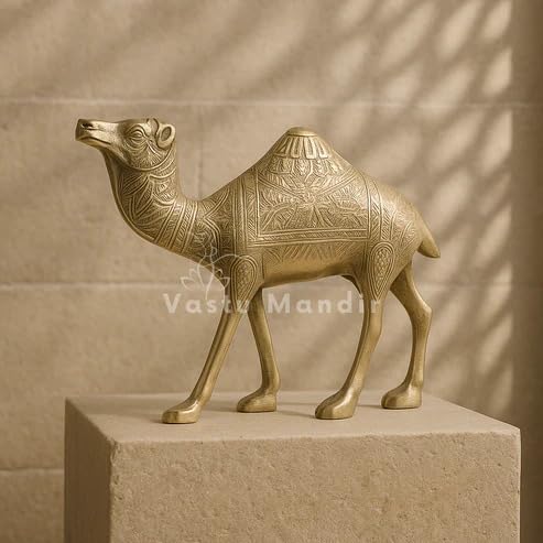 Image of Designer Brass Camel Idol | Authentic Vastu Remedy for Business Growth, Persistence & Travel Luck | Handcrafted Brass Showpiece
