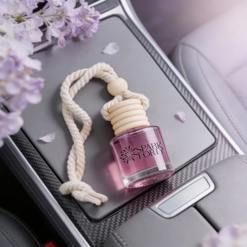 Image of Lilac Car Air Freshener Hanging | Car Perfume, 8 ml | 0.27 fl oz (8 ml) | 30-Day Luxury Glass Diffuser | Lilac, Rose & White Musk | Long-Lasting Floral Scent