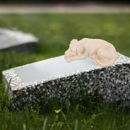 Lápida para mascotas de resina beige SHINEOFI, estatua memorial de perro duradera para jardín 7
