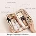 Prite Large Capacity Makeup Bag Portable Travel Cosmetic Bag Waterproof Toiletry Case with Clear Divider and Handle (Beige M)