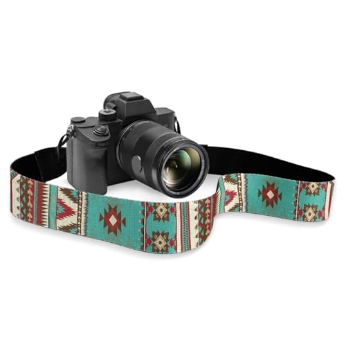 Goncariar Western Camera Strap for Photographers Aztec Neck Shoulder Strap with Quick Release Buckles for DSLR SLR Camera Sling Tribal Indian Native Camera Neck Strap Turquoise