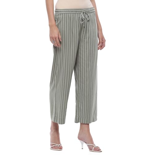 Image of BIBA Women Mid Rise Cotton Straight Palazzo
