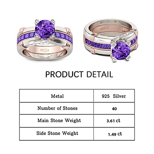 Jeulia Diamond Band Rings For Women Cz Sterling Silver Interchangeable Ring Sets Wedding Engagement Anniversary Promise Ring Bridal Sets (Amethyst Purple, 6.5) #TOP1