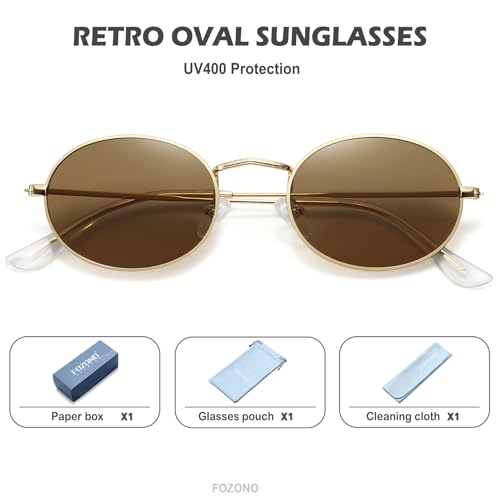 Small Retro Oval Sunglasses for Women Men Trendy Metal Sun Glasses Classic Shades FZN9033