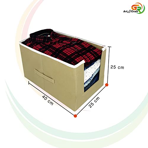 Image of GR Art&Craft inchOrganize Your Space inch Non Woven Shirt Stacker /Shirt Organizer /Wardrobe Organizer /Cloth Organizer /Cloth Cover- 6 Pcs Combo (Beige)