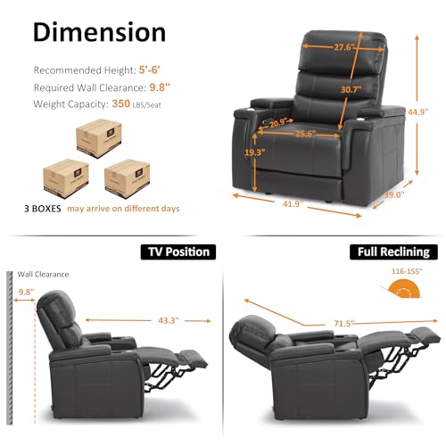 Sillón reclinable eléctrico gris con soporte lumbar miniatura 3