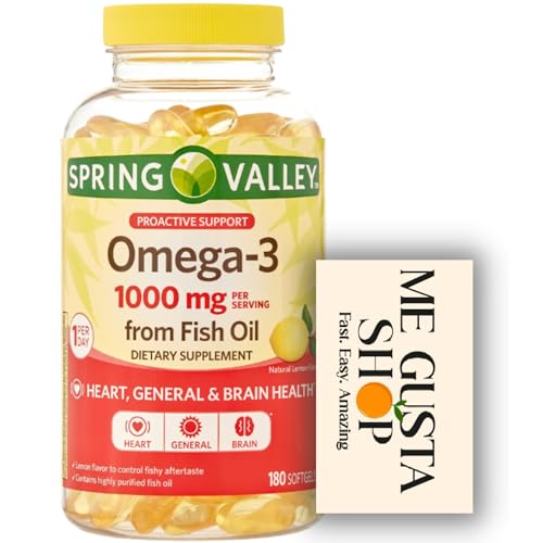 Spring Valley Omega-3 Fish Oil Soft Gels 1000 mg 180 Count + me gustas Sticker