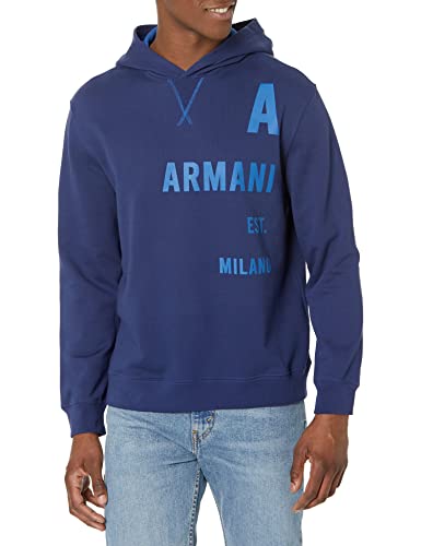 Armani Exchange Men's Back to Front Logo Jersey Hooded Sweatshirt