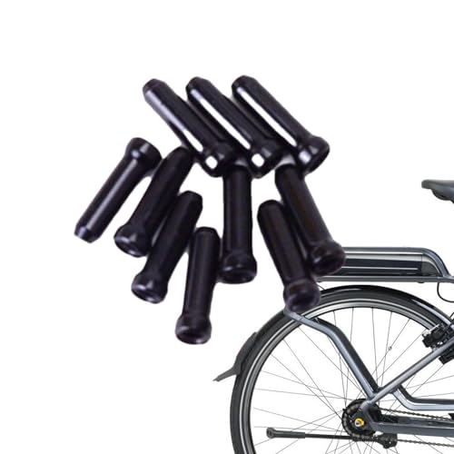 Loigohon 自転車用シフターブレーキケーブルエンドキャップ 10個セット 合金素材 ? 防摩耗設計でワイヤー保護 簡単取り付け マウンテンバイクロードバイク対応 (ブラック)