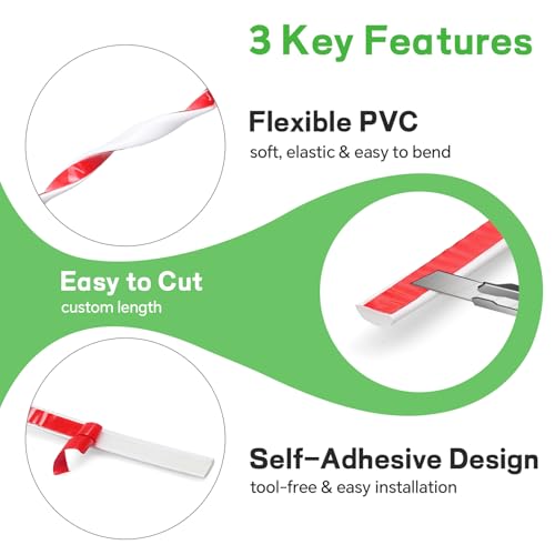 GoldOars 10m x 8mm Zierleisten Selbstklebend Schmale Deckenleisten Stuckleisten Wand Flexible für Fliesen Schrank Spiegel Decke Boden Platte, Helles Weiß