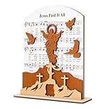 CALLYSONIC Cruz de Jesús de pie de madera personalizada, cruz de madera de 20 x 15 cm con base, figura de Jesús decoración cristiana, crucifijo como decoración de mesa, decoración de habitaciones