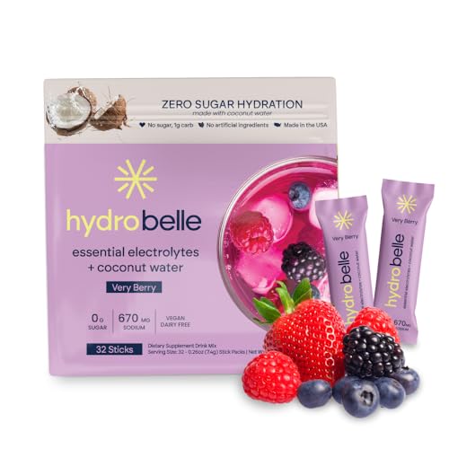 JoinBelle Belle HydroBelle Electrolyte Powder Drink Mix, Very Berry, Sugar