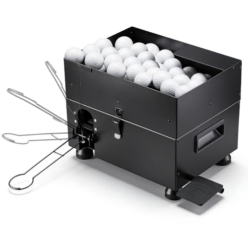 Arcen AR Golf Ball Dispenser Automatic Golf Ball Tee Up Machine with Foot Pedal Operation 50 Balls Capacity Metal Construction Heavy-Duty Design Golf Simulator Accessories for Indoor
