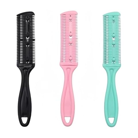 Razor Comb Hair Razors for Cutting Hair with Double Edge 3 Pcs Split Ends Hair Trimmer Hair Cutting Razor Combs Tools Hair Thinning Scissors for Women and Men, Thinning Shears for Hair Cutting Tool Cover